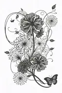 dandelion shamrock clover blowing in the wind vine wrapped tattoo design idea