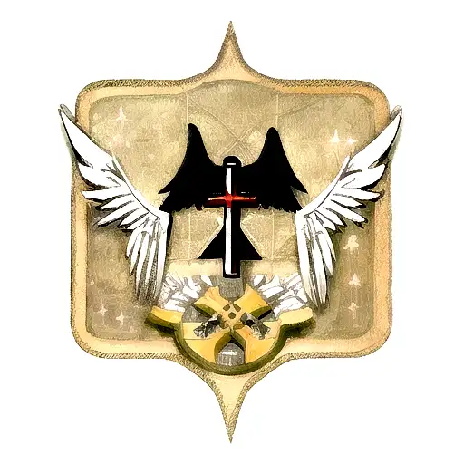 Christian cross with wings tattoo design idea