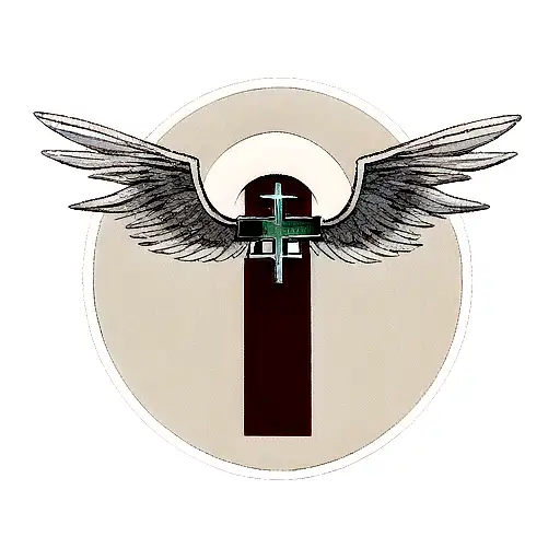 Christian cross with wings tattoo design idea