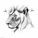 Lion with Christian cross wings tattoo design idea