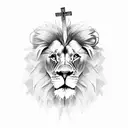 Lion with Christian cross wings tattoo design idea