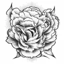 the relationship of an angel and a demon in peonies tattoo design idea