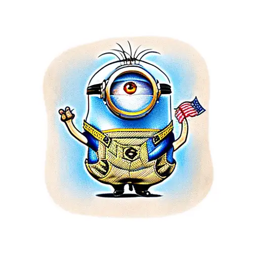 minion driving  tattoo design idea