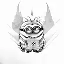 minion and airplane  tattoo design idea