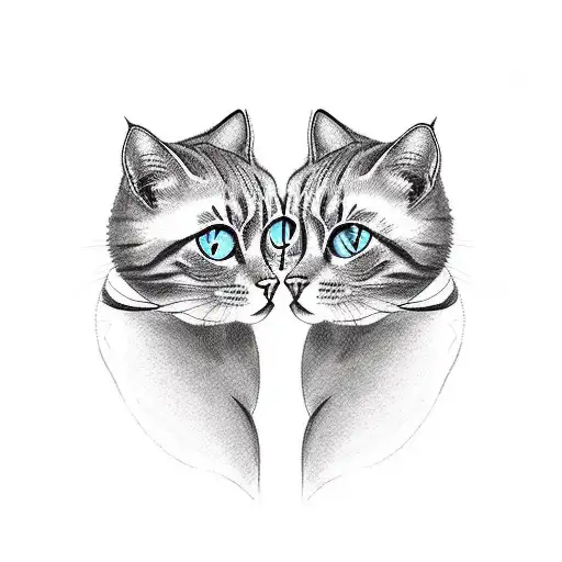 two cats on both sides of arm with their tails coming together to make a heart on hand tattoo design idea