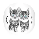 two cats on both sides of arm with their tails coming together to make a heart on hand tattoo design idea
