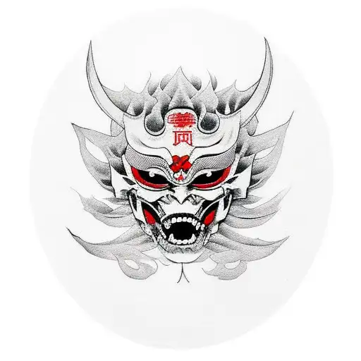 ichigo hollow mask markings on hannya mask tattoo design idea