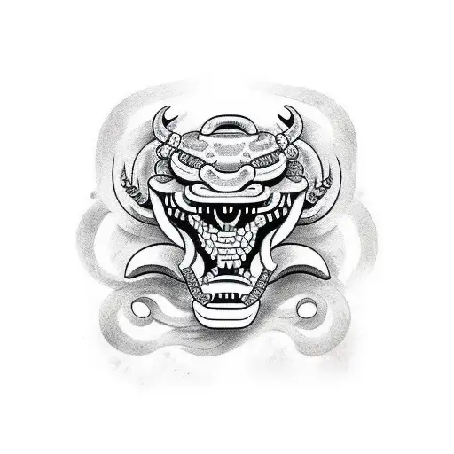oni mask snake  tattoo design idea