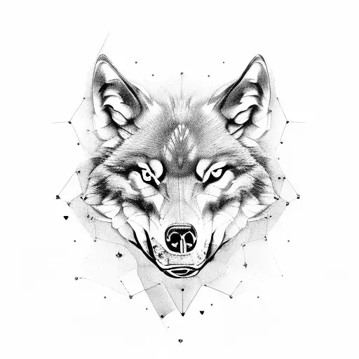 Wolf and skull tattoo design idea