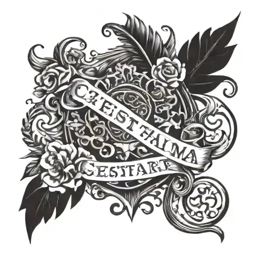 the tattoo must be a writing that says "c'est pas facil ma ma passerà" and must be written in a mix between gothic and c tattoo design idea