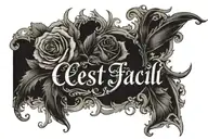 the tattoo must be a writing that says "c'est pas facil ma ma passerà" and must be written in a mix between gothic and c tattoo design idea