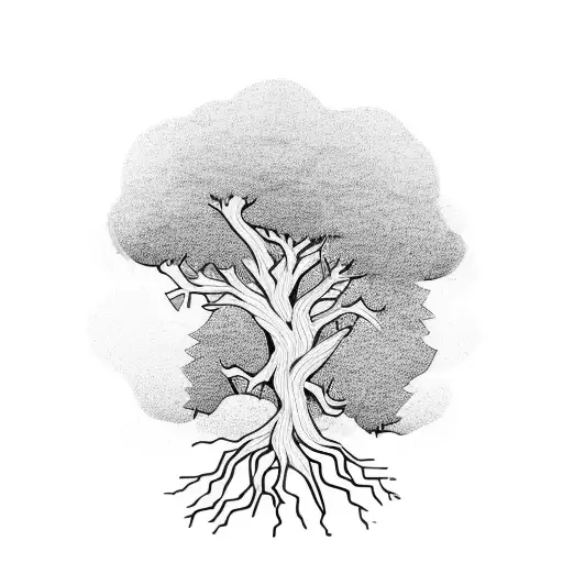 A tree with roots shaped like the word 'Grandma' and branches forming the word grandma tattoo design idea