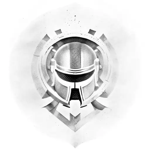 Spartan helmet with crossed swords tattoo design idea