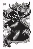 monarch crown above a moose head  tattoo design idea