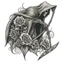 Grim Reaper and Field of Dead Flowers tattoo design idea