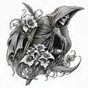Grim Reaper and Field of Dead Flowers tattoo design idea