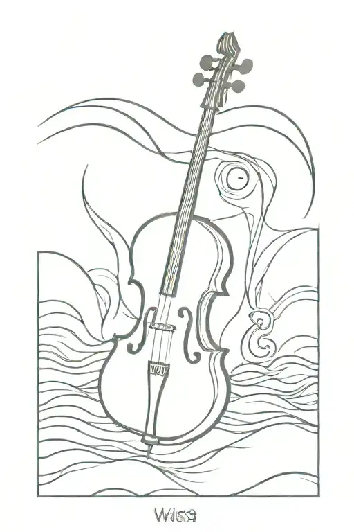 cello and waves tattoo design idea