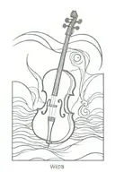 cello and waves tattoo design idea