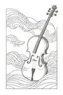 cello and waves tattoo design idea