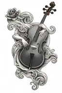 cello and waves tattoo design idea