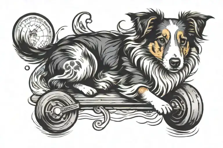 digger, sheltie, ocean, feet tattoo design idea