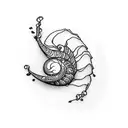 /imagine delicate woman's chest tattoo across front of right shoulder of mt fuji in hokusai style tiny snail tattoo design idea