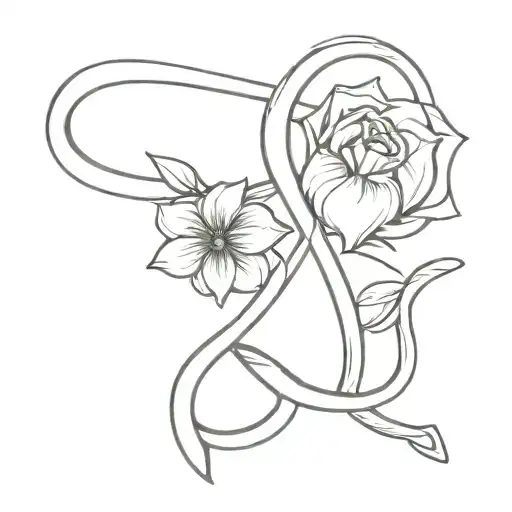 infinity sign anchor cherrys flowers intertwined tattoo design idea
