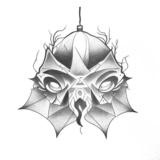 asymmetrical ghost chandelier tattoo design idea