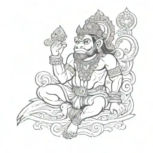 hanuman tattoo depicting scenes tattoo design idea