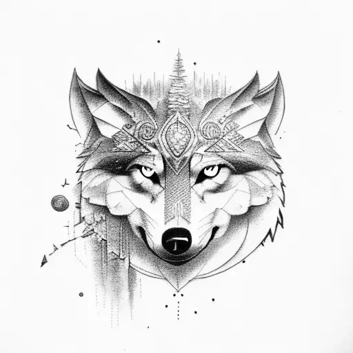 Wolf and eagle tattoo design idea
