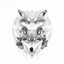 Wolf and eagle tattoo design idea