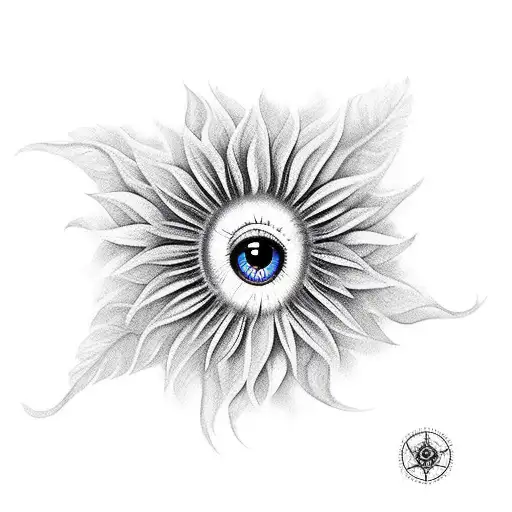 eye sunflower barn owl tattoo design idea