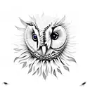 eye sunflower barn owl tattoo design idea