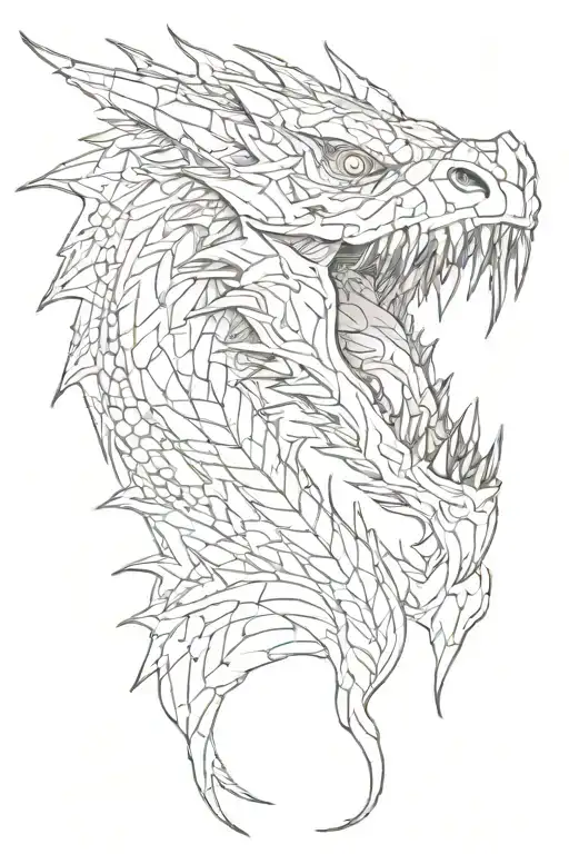 Minimalist Zombie Dragon tattoo design idea