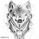 lone wolf growling, showing teeth tattoo design idea