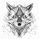lone wolf growling, showing teeth tattoo design idea