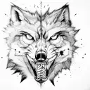 lone wolf growling, showing teeth tattoo design idea