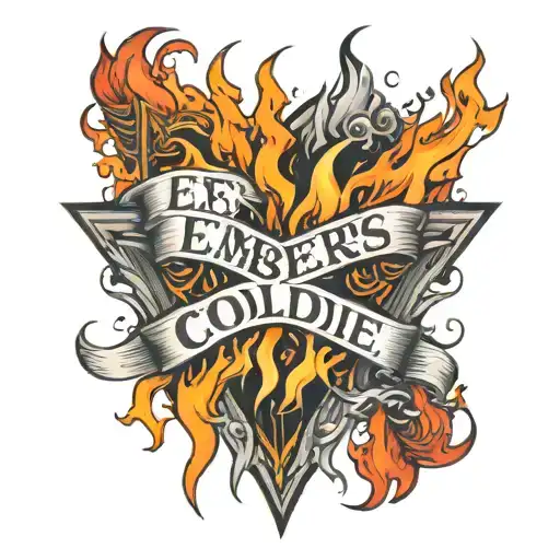 ember flames colliding with the words "Embers Collide"  tattoo design idea