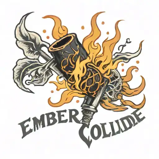 two coals uniting to ignite a flame with the words Embers Collide  tattoo design idea