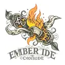 two coals uniting to ignite a flame with the words Embers Collide  tattoo design idea