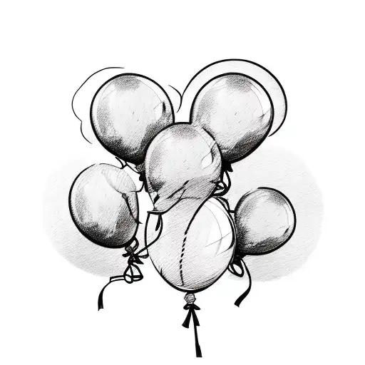 Memorial for my twins using a stuff giraffe animal with two orange ballons tattoo design idea