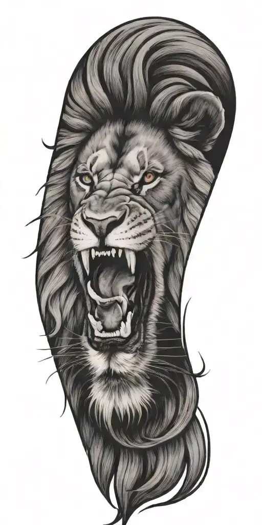 lion roaring tattoo design idea