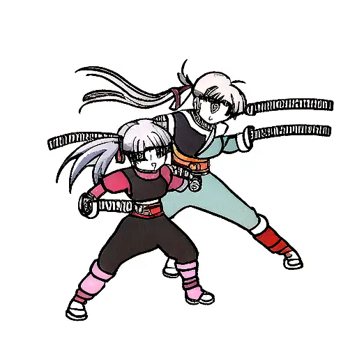 double dragons wrapped around katana tattoo design idea