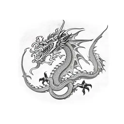 dragon wrapped around sword tattoo design idea