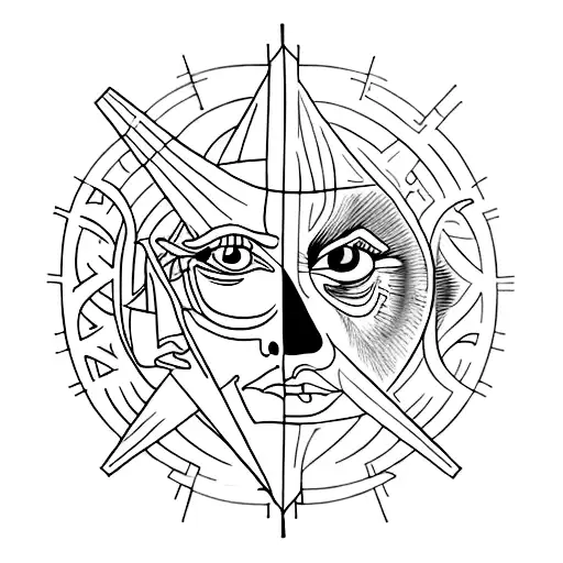 A tattoo inspired by the surrelism anda the lamp of Pablo Guernica's sith a eye tattoo design idea