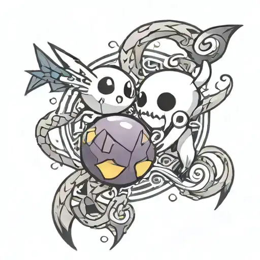 Masterball with mimikyu inside couple tattoo design tattoo design idea