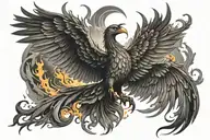 phoenix rising from ashes symbolizing overcoming tattoo design idea