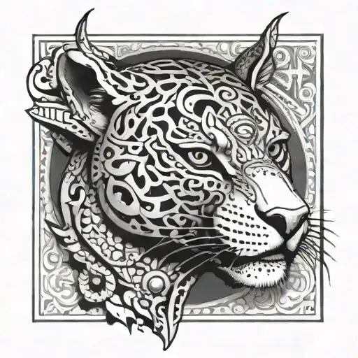 warrior, jaguar, mayan calendar tattoo design idea