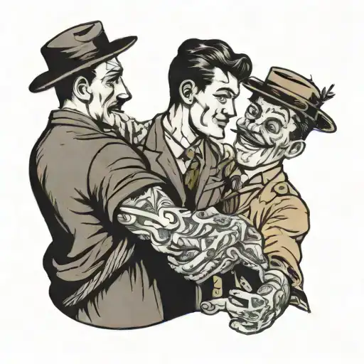 altruism, brotherly handshake  tattoo design idea