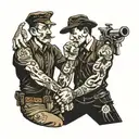 altruism, brotherly handshake  tattoo design idea